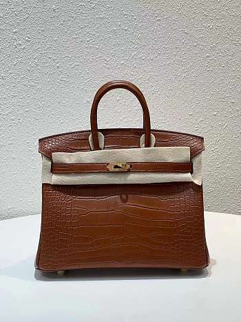 Hermes Birkin Jaune Bougeon Matte Porosus Croc Brown 30CM