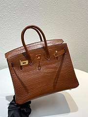 Hermes Birkin Jaune Bougeon Matte Porosus Croc Brown 30CM - 4