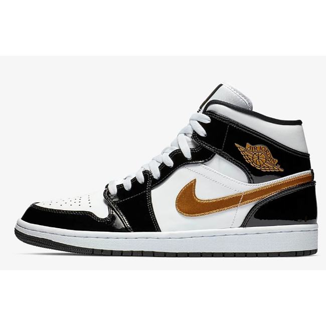 Air Jordan 1 Mid Patent 'Black Gold' 852542-007 - 1