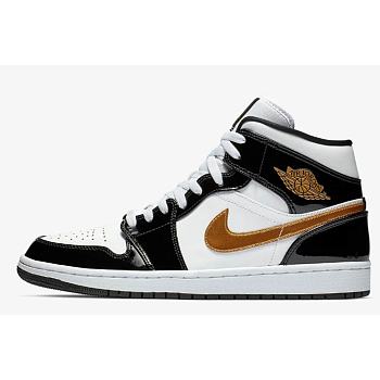 Air Jordan 1 Mid Patent 'Black Gold' 852542-007