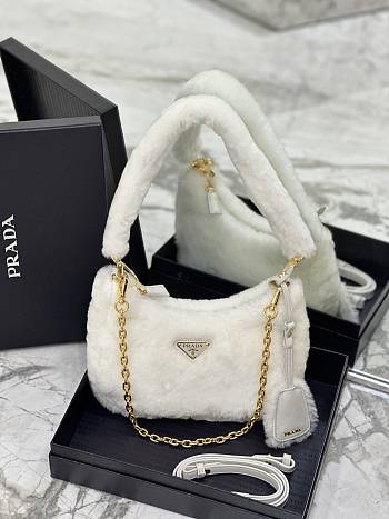 Prada Re-Edition Shearling White Size 22x17x6cm