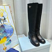 PRADA  Brushed-Leather And Re-Nylon Boots - Black - 5