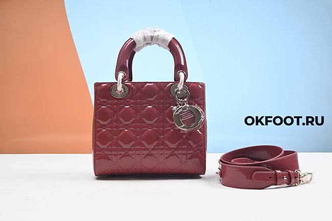 Lady Dior Bag Cherry Red Patent  - 1