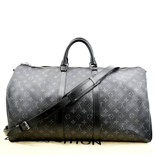 Louis Vuitton Keepall 55 Bandouliere Travel Bag Black - 1