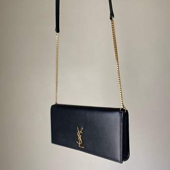 YSL Cassandre Phone Holder With Strap In Smooth Leather