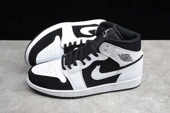 Air Jordan 1 Mid White Black 554724-113 - 1
