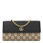 Gucci Bag Marmont Chain Wallet Black Leather Trim - 1