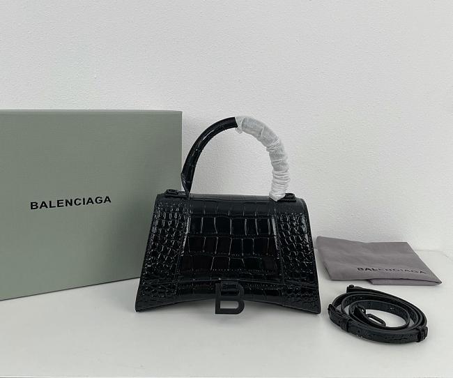Balenciaga Hourglass Crocodile Black SIZE 23X15X10CM - 1