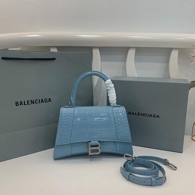Balenciaga Hourglass Crocodile Blue SIZE 23X15X10CM - 1