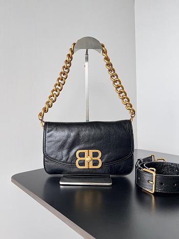 Balenciaga Soft Flap Bag In Black Gold SIZE 23.5X24.8X3CM
