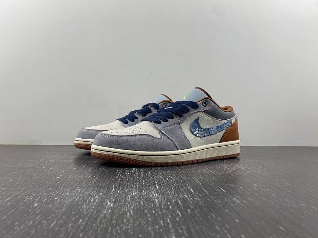 Air Jordan 1 Low SE Phantom Repaired Denim Swoosh FZ5042-041 - 1