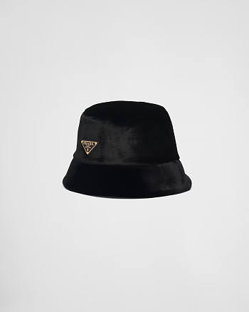 Prada Velvet Bucket Hat Black (Gold)