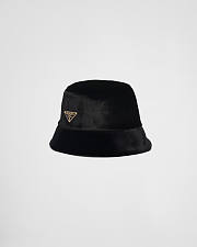 Prada Velvet Bucket Hat Black (Gold) - 3