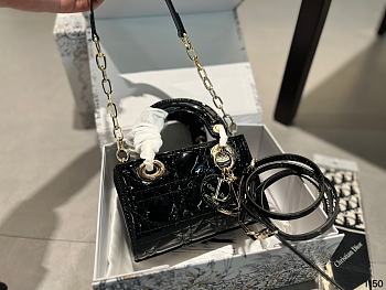 Dior Ladybag Black Patent Cannage Calf Size 20cm