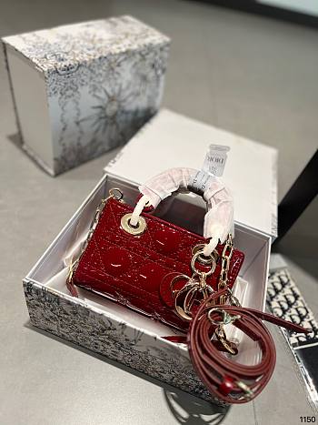 Dior Ladybag Red Patent Cannage Calf Size 20cm