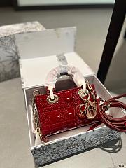 Dior Ladybag Red Patent Cannage Calf Size 20cm - 5