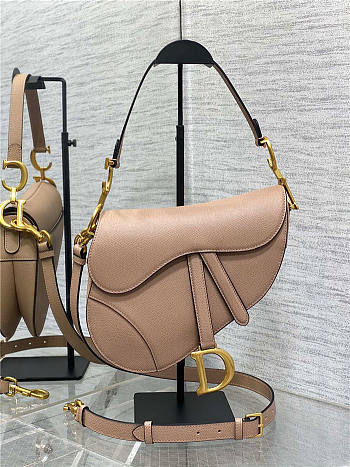 Dior Saddle Bag with Strap Warm Taupe Grained Calfskin