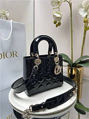Mini Lady Dior Bag Black Patent Cannage Calfskin - 2