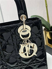 Mini Lady Dior Bag Black Patent Cannage Calfskin - 3