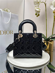 Mini Lady Dior Bag Black Patent Cannage Calfskin - 6