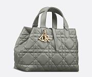 Medium Dior Toujours Bag Stone Gray Macrocannage Calfskin - 1