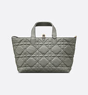 Medium Dior Toujours Bag Stone Gray Macrocannage Calfskin - 4