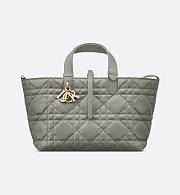 Medium Dior Toujours Bag Stone Gray Macrocannage Calfskin - 3