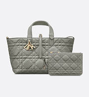Medium Dior Toujours Bag Stone Gray Macrocannage Calfskin - 2