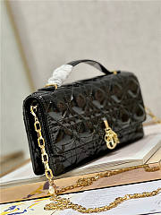 Dior Top Handle Bag Latte Patent Black Cannage Calfskin - 4