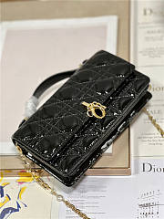 Dior Top Handle Bag Latte Patent Black Cannage Calfskin - 6