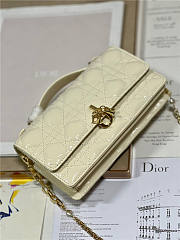 Dior Top Handle Bag Latte Patent Cream Cannage Calfskin - 2