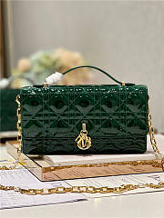Dior Top Handle Bag Latte Patent Jade Green Cannage Calfskin - 1