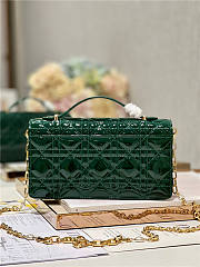 Dior Top Handle Bag Latte Patent Jade Green Cannage Calfskin - 4