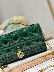 Dior Top Handle Bag Latte Patent Jade Green Cannage Calfskin - 5
