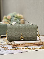 Dior Top Handle Bag Latte Patent Olive Cannage Calfskin - 2