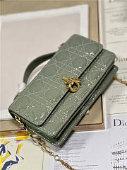 Dior Top Handle Bag Latte Patent Olive Cannage Calfskin - 3