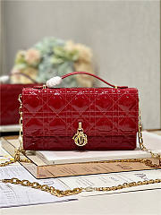 Dior Top Handle Bag Latte Patent Red Cannage Calfskin - 4