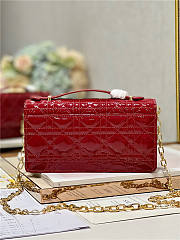 Dior Top Handle Bag Latte Patent Red Cannage Calfskin - 5