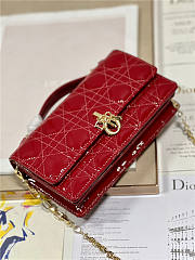 Dior Top Handle Bag Latte Patent Red Cannage Calfskin - 6