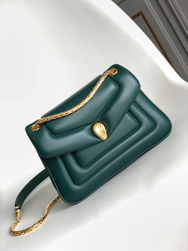 BVLGARI REVERSE FOREVER SHOULDER BAG GREEN 22.5X15X7CM - 1