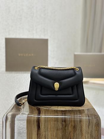 BVLGARI REVERSE MICRO TOP HANDLE BAG BLACK 22X15X7CM
