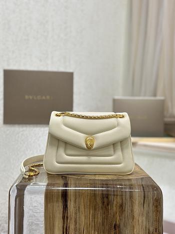 BVLGARI REVERSE MICRO TOP HANDLE BAG CREAM 22.5X15X7CM