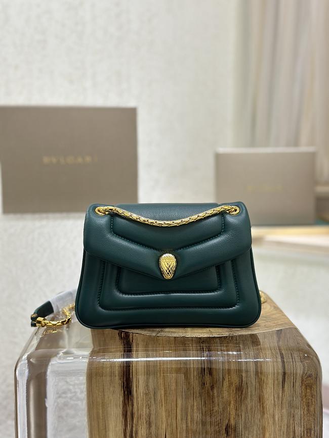 BVLGARI REVERSE MICRO TOP HANDLE BAG GREEN 22X15X7CM - 1