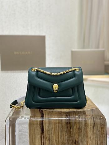 BVLGARI REVERSE MICRO TOP HANDLE BAG GREEN 22X15X7CM