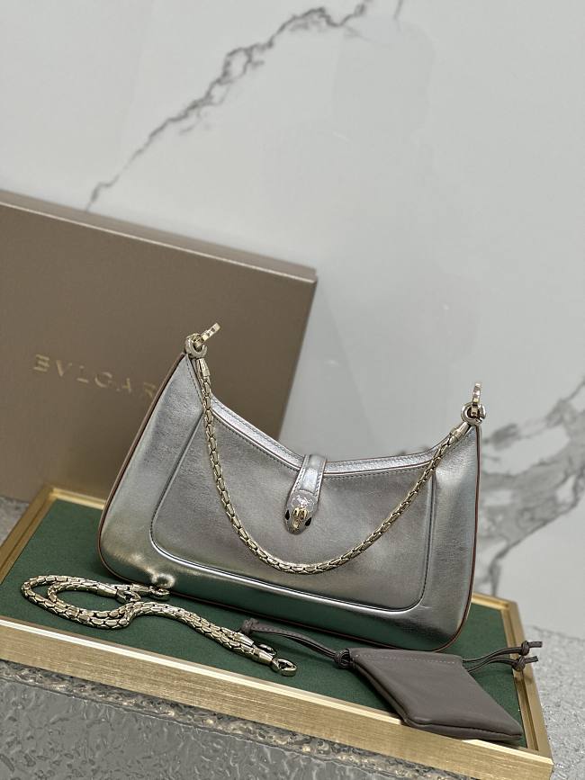 BVLGARI SERPENTI BAIA SHOULDER BAG SILVER 27.5X18X3.5CM - 1