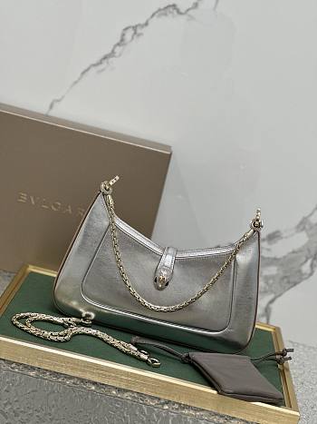 BVLGARI SERPENTI BAIA SHOULDER BAG SILVER 27.5X18X3.5CM