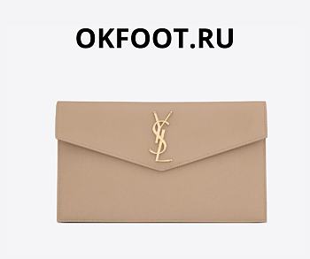 YSL UPTOWN POUCH IN GRAIN LEATHER BEIGE