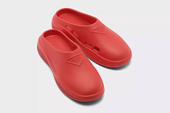 Prada Foam Rubber Mules Red 