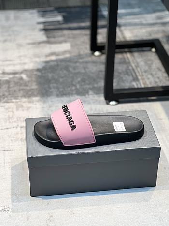 Balenciaga Pool Slide Sandal In Black Pink
