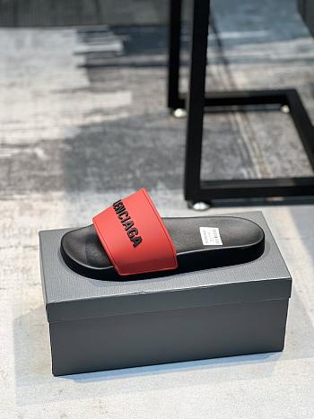 Balenciaga Pool Slide Sandal In Black Red